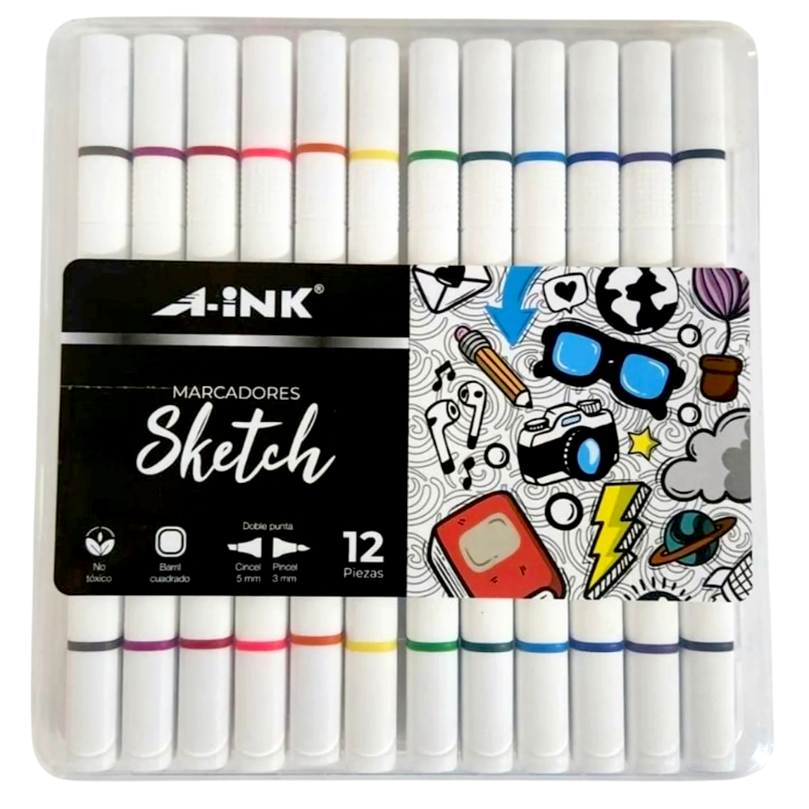 Marcadores A-ink doble punta x12