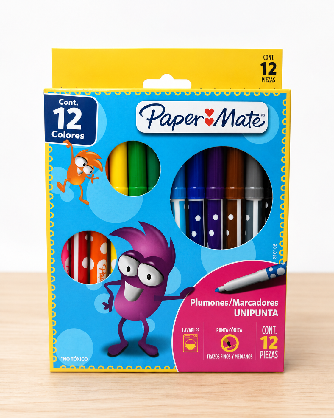 Plumones Paper Mate x 12 Unipunta Lavables