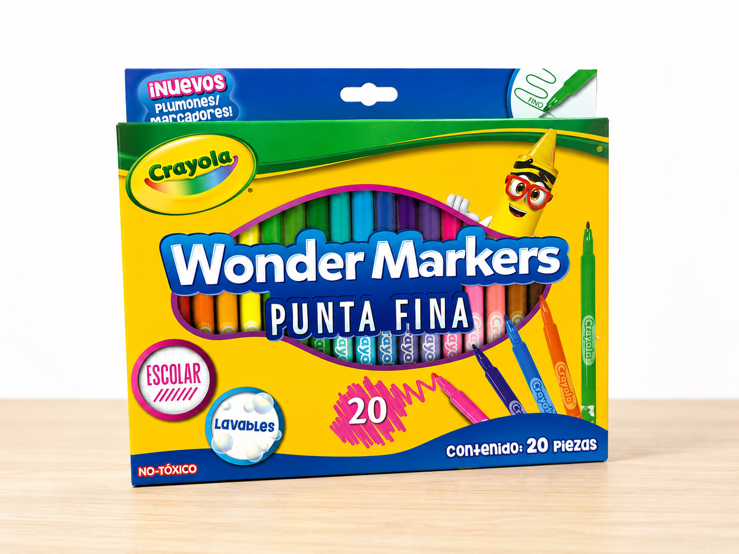Plumones Crayola Wonder Markers x 20 Punta Fina Lavables