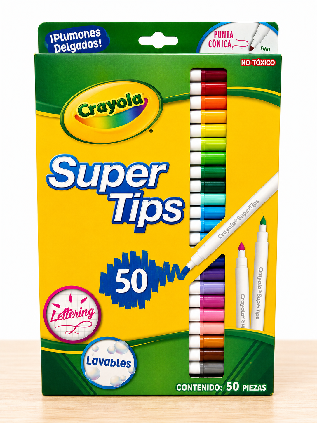 Plumones Crayola Super Tips x 50 Lavables Punta Cónica