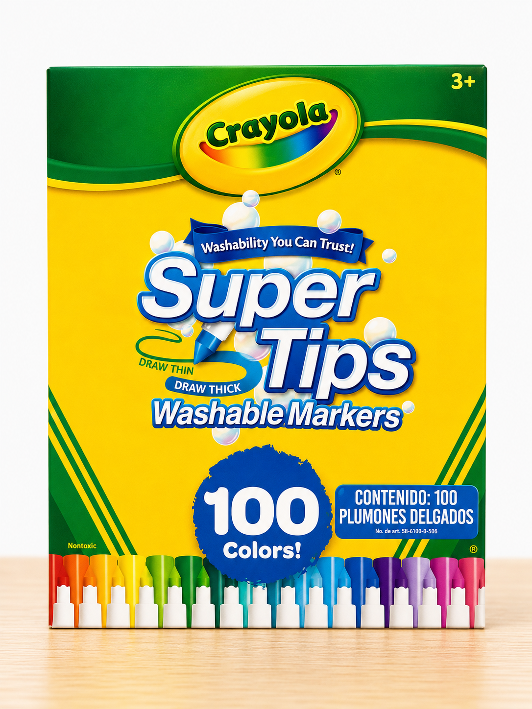 Plumones Crayola Super Tips x 100 Lavables Punta Cónica