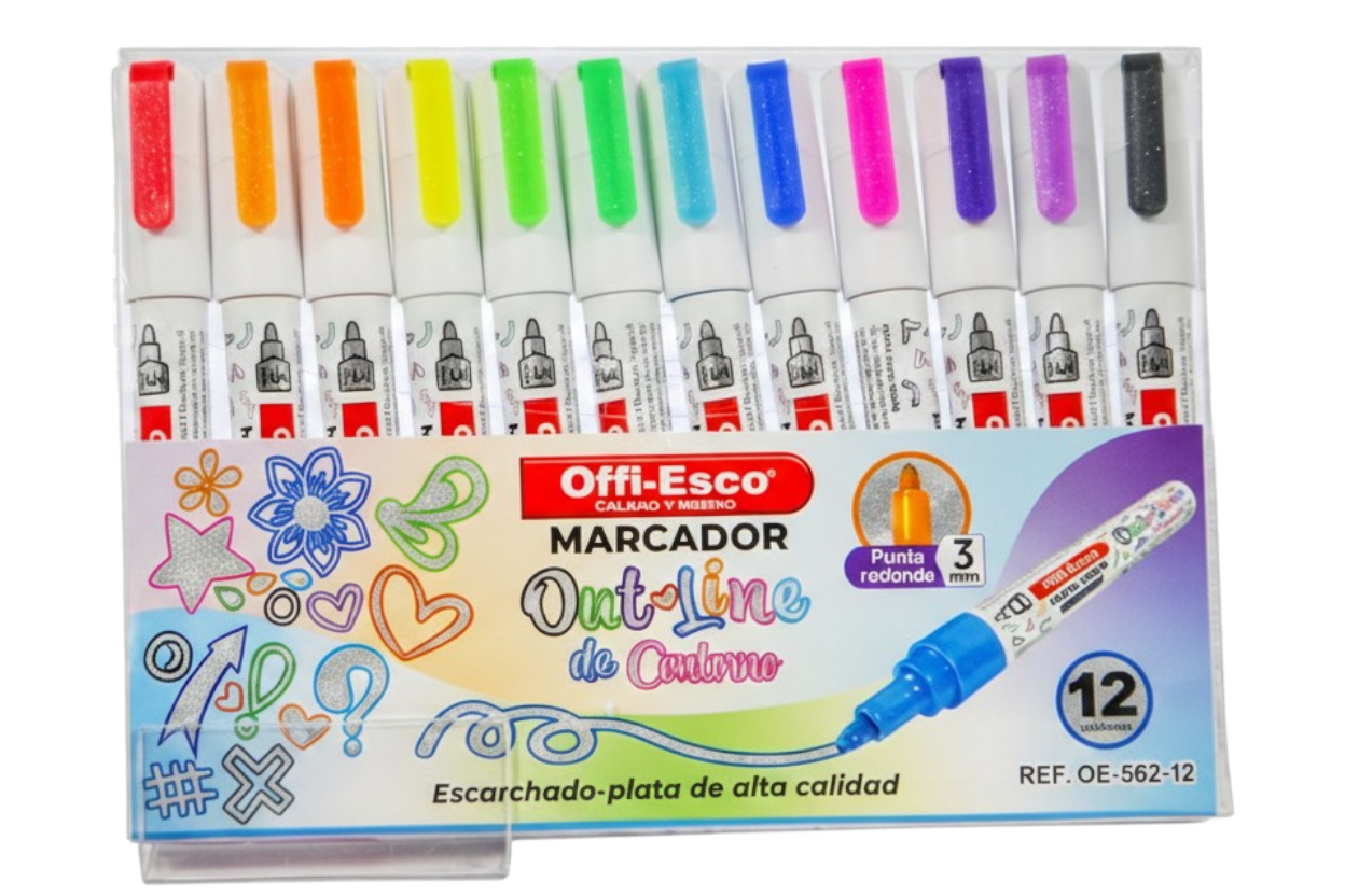 Marcador Offi-Esco Escarchado x12