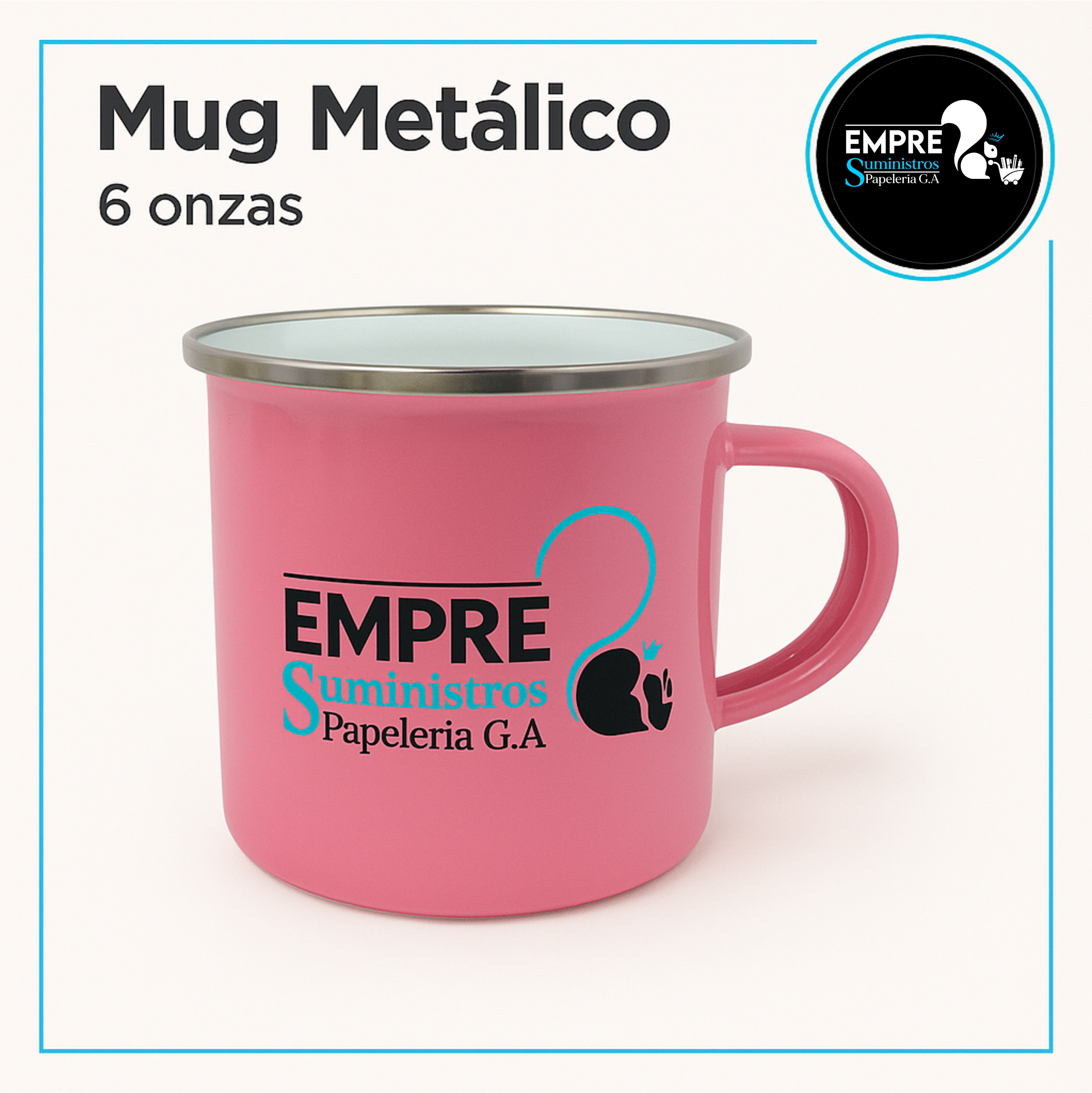 Taza de Peltre Colores Pastel 6 Onzas