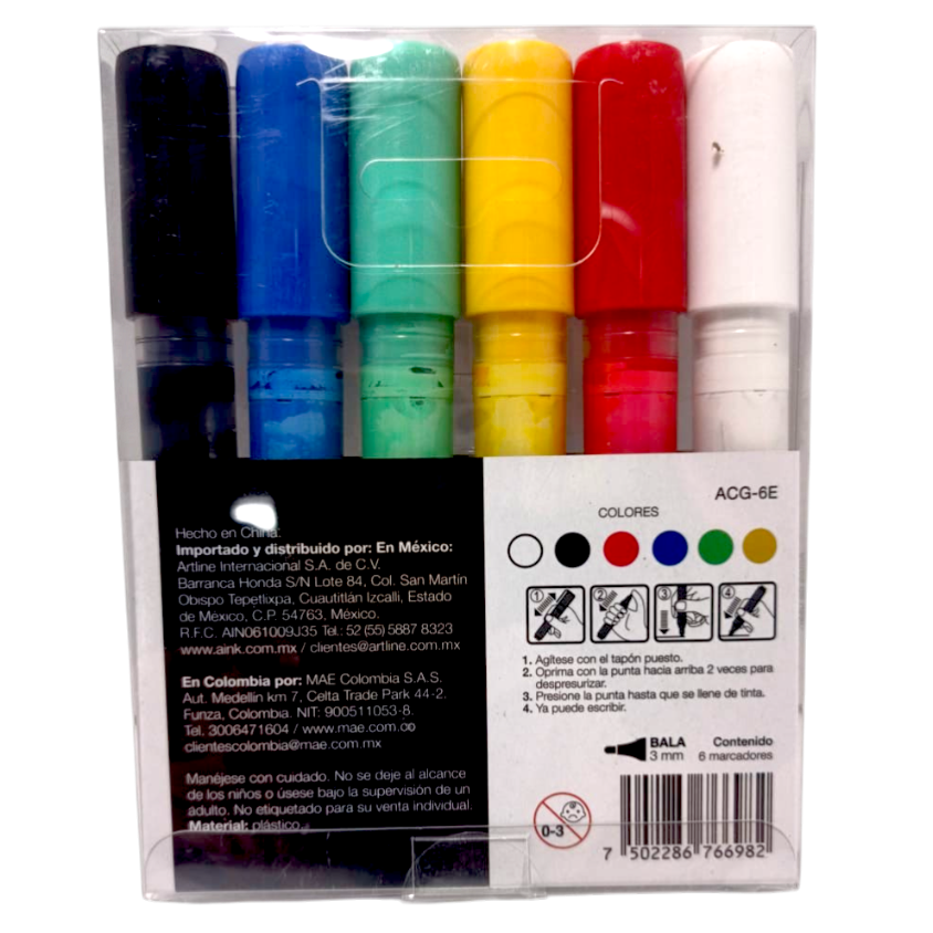 Marcadores A-ink acrilicos x6