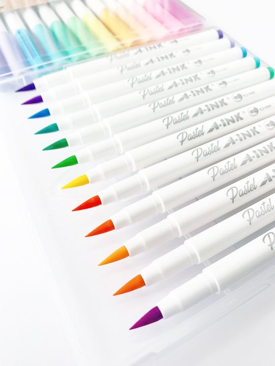 Marcadores A-ink punta pincel pastel x12