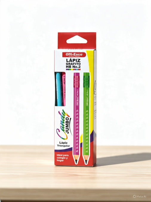 Lapiz Offi Esco de grafito HB No.2 Jumbo Caja x12