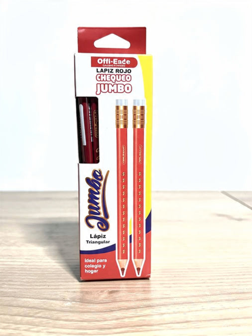 Lapiz Offi Esco Rojo Chequeo Jumbo caja x12