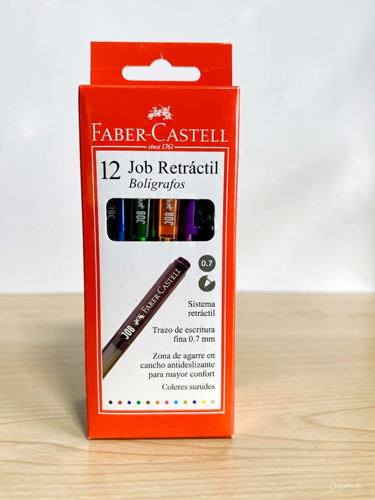 Bolígrafo Faber Castell retráctil colores  mina 0.7 Ref JOB caja x 12