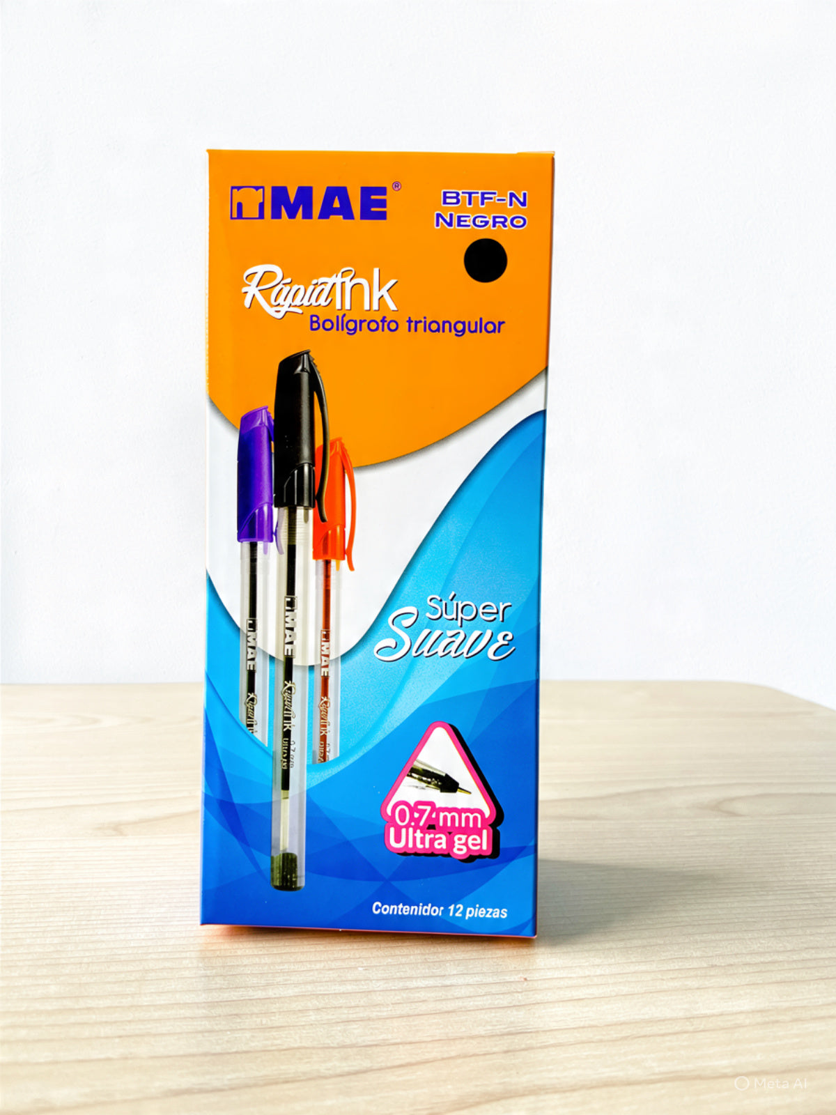 Bolígrafo Mae tinta negra mina 0.7 ultra Gel  ref BTF-N Caja x 12