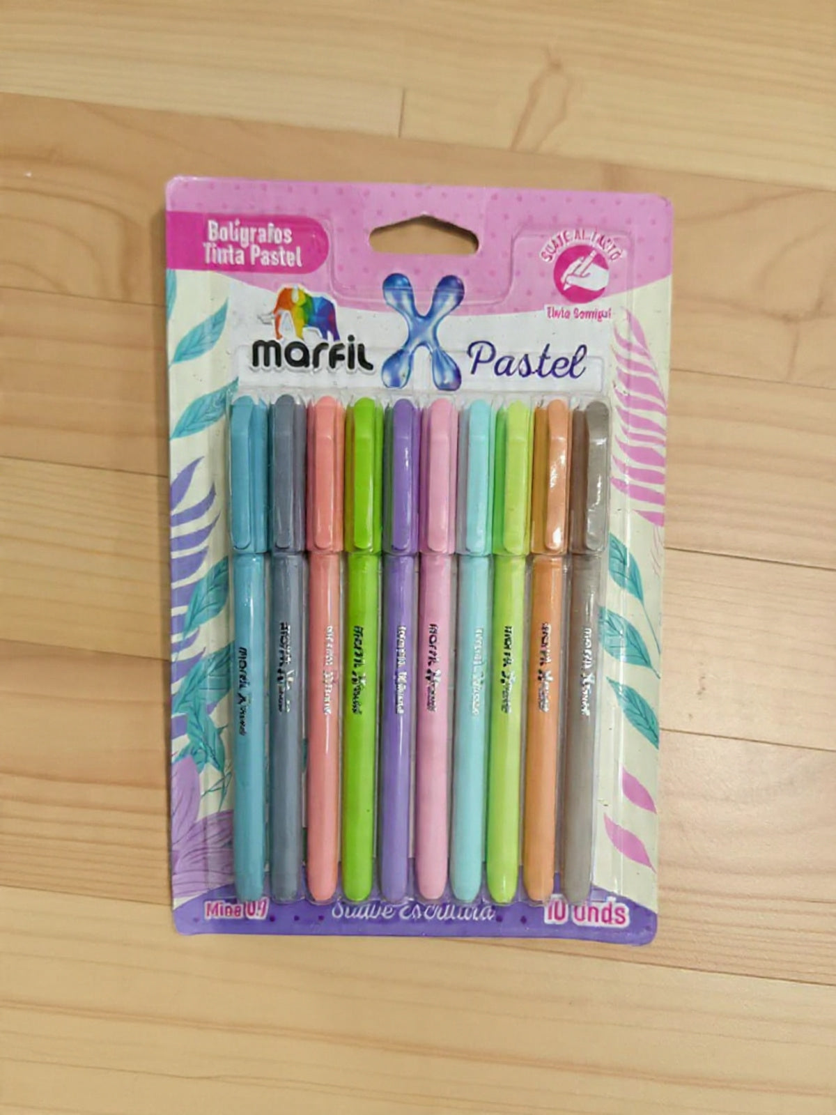 Bolígrafos Marfil tonos pastel x10